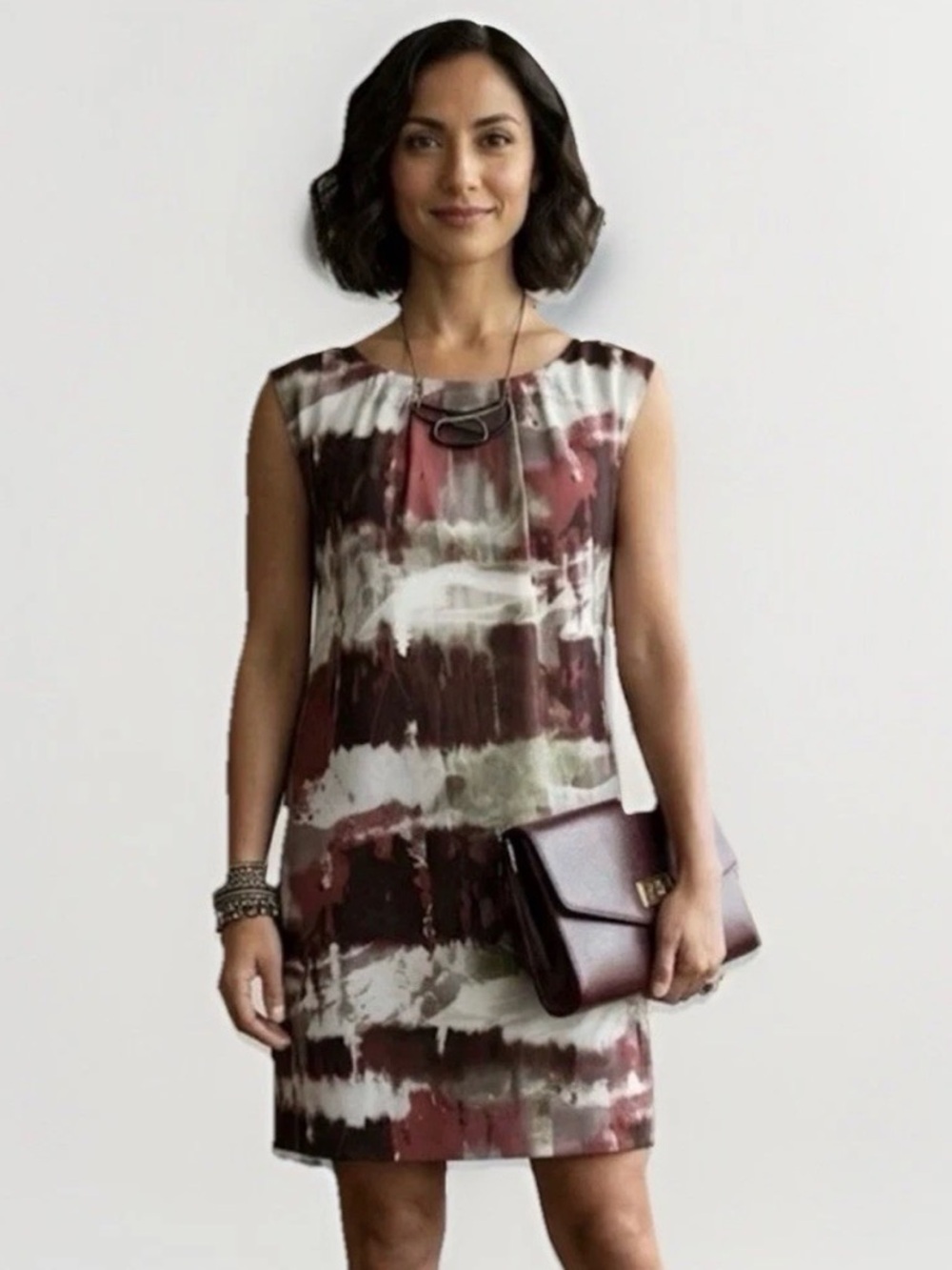 Simply Vera Wang Abstract Print Pleated Midi Dress Sleeveless XL